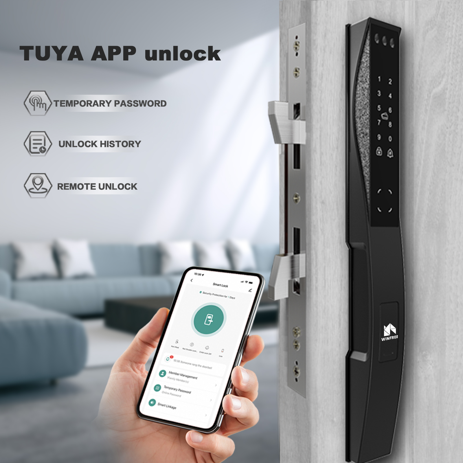 Khóa cửa vân tay thông minh tích hợp Face ID WINFREE W-X06 - Ảnh 9