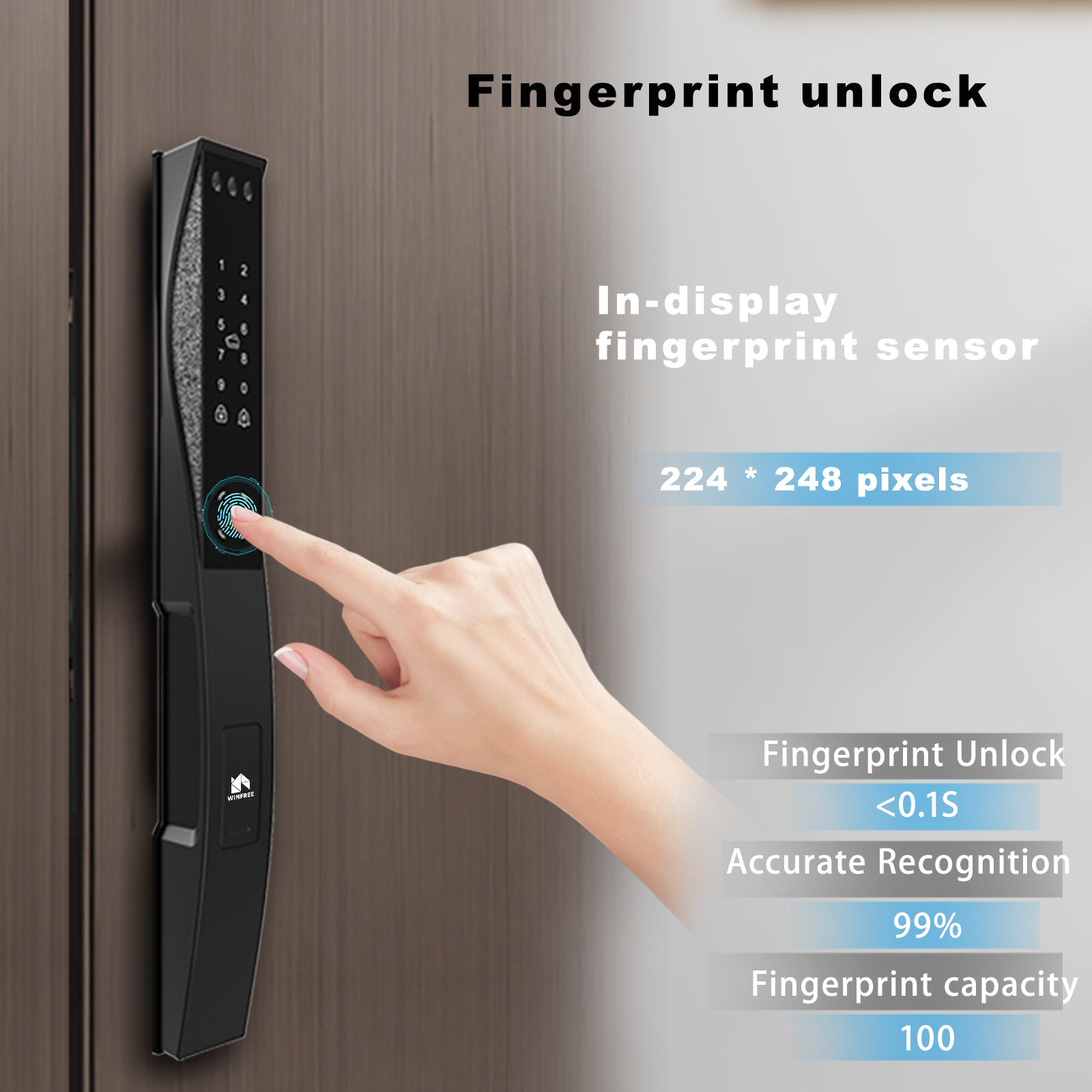 Khóa cửa vân tay thông minh tích hợp Face ID WINFREE W-X06 - Ảnh 7