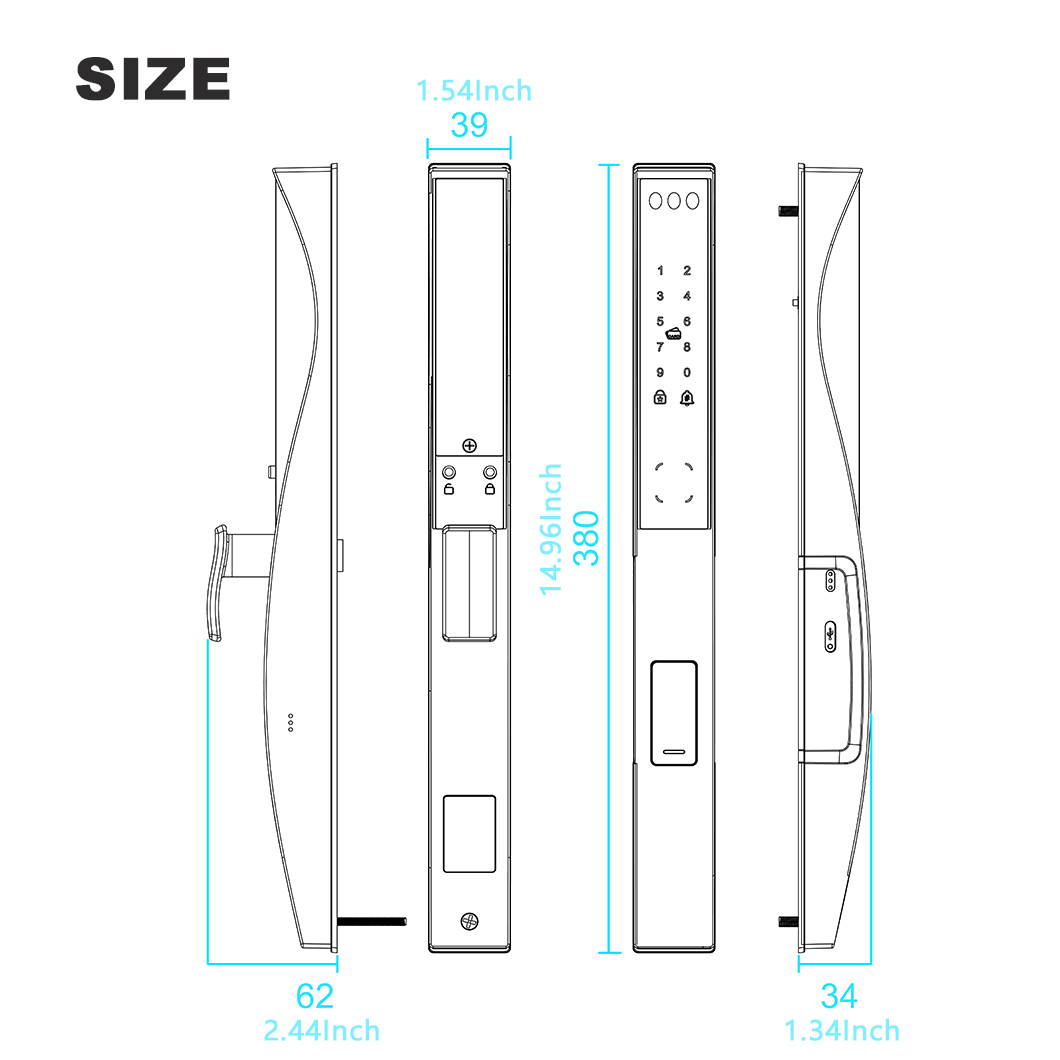 Khóa cửa vân tay thông minh tích hợp Face ID WINFREE W-X06 - Ảnh 12