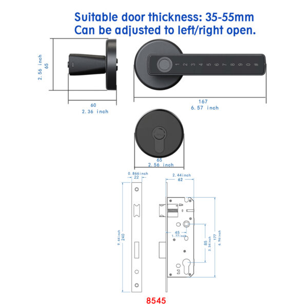 Tay nắm cửa vân tay thông minh WINFREE HC-R1-8545 - Ảnh 7