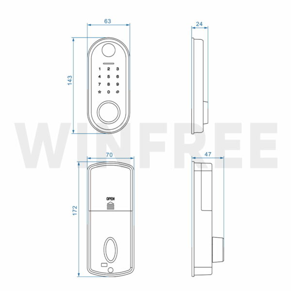Khoá cửa phòng vân tay thông minh WINFREE HC-M2 - Ảnh 5