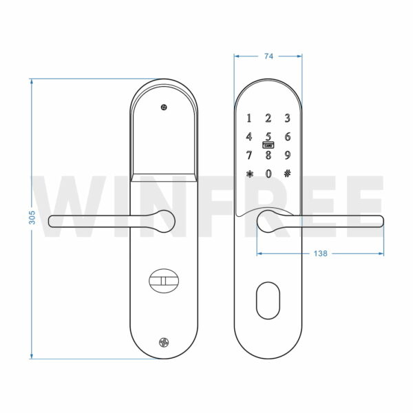 Khóa cửa thông minh thẻ từ & mật mã cho căn hộ, văn phòng WINFREE HC-P0202 - Ảnh 8