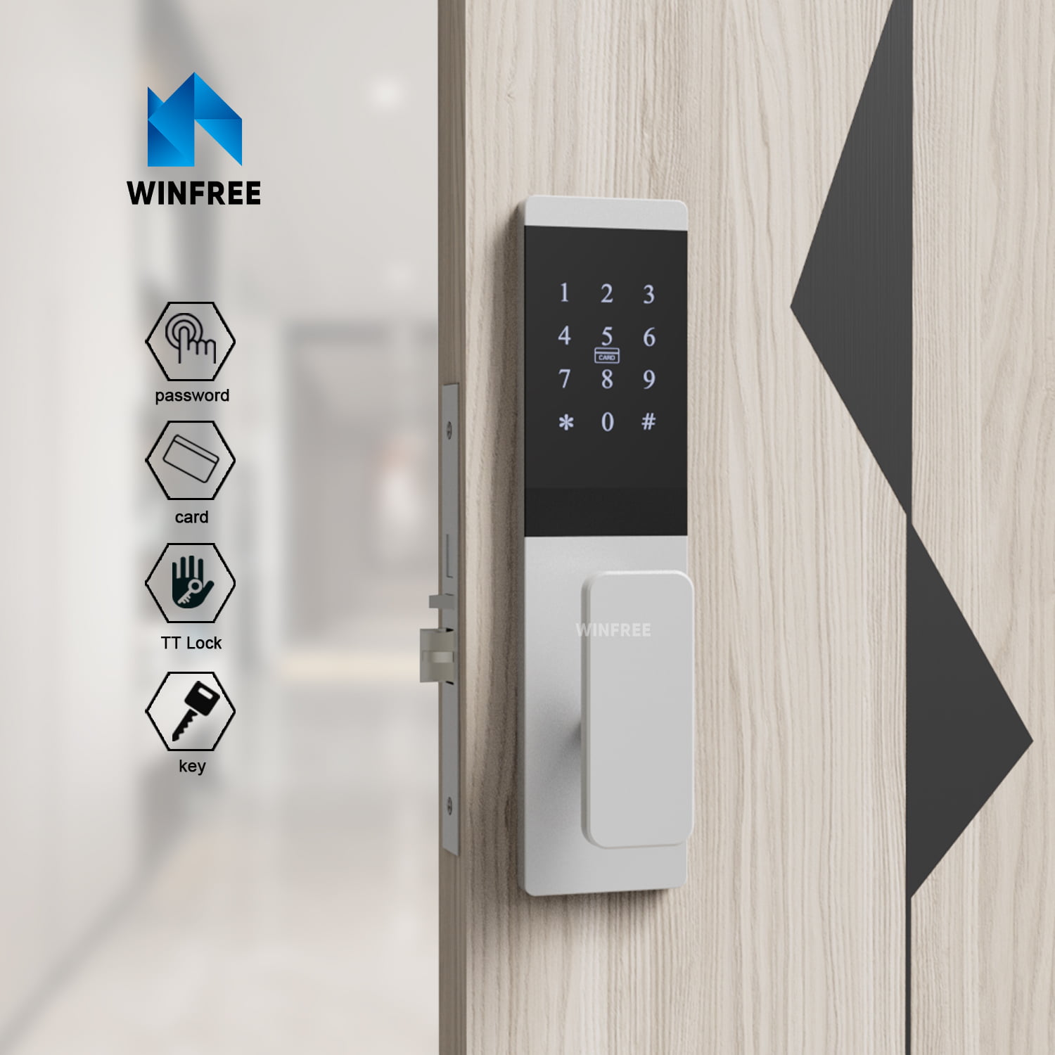 Khóa cửa thông minh thẻ từ & mật mã cho căn hộ, văn phòng WINFREE HC-P0103