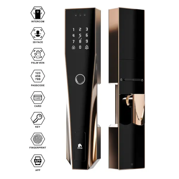 Khóa cửa thông minh Winfree Tuya Wifi nhận diện khuôn mặt 3D - Q07 - Ảnh 3