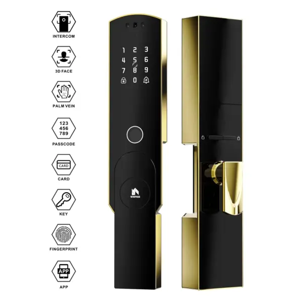 Khóa cửa thông minh Winfree Tuya Wifi nhận diện khuôn mặt 3D - Q08 - Ảnh 2